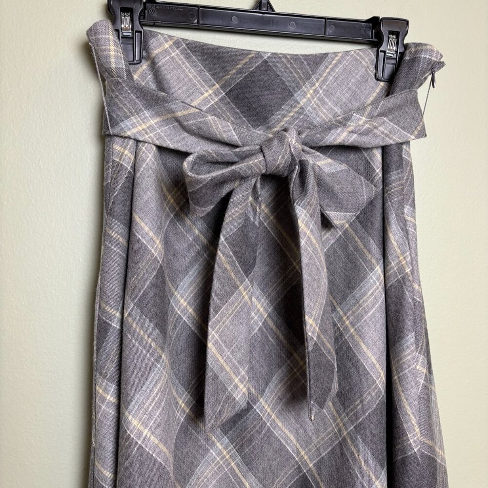 Pendleton Gray Plaid A-Line Skirt with Waist Tie - Picture 2 of 12
